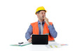 Successful attractive caucasian man architect, thinking Successful attractive caucasian man architect, thinking