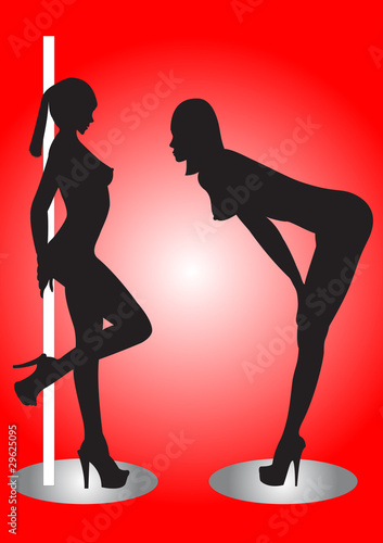 Vector: Nude pole dancers (strippers) silhouettes Nude pole dancers (strippers) silhouettes