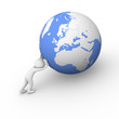 Man pushing the planet Earth as Sisyphus Man pushing the planet Earth as Sisyphus
