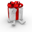 Man stuck under a gift box