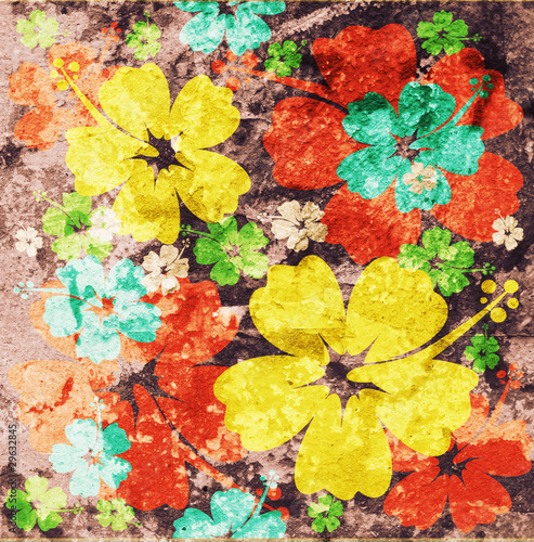Illustration: flower artistic background in grunge style flower artistic background in grunge style