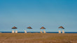 Umbrellas and sunbeds on the beach in Antalya, Turkey