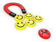 Smiling faces near to a magnet Smiling faces near to a magnet