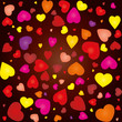 Valentine card with colored hearts on seamless background Valentine card with colored hearts on seamless background