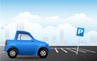 parking space with blue car