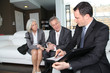 Senior couple signing financial contract for property purchase