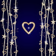 vertical tracery with pendant on dark background