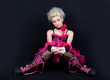 beautiful blonde in black and pink dress shoes