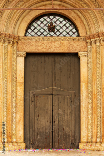 Photo: Entrance to Modena Cathedral on Piazza Grande, Modena, Italy Entrance to Modena Cathedral on Piazza Grande, Modena, Italy