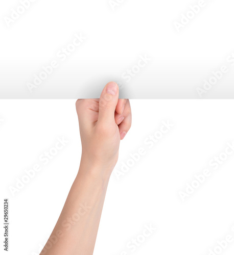 blank white paper. Hand Holding Blank White Paper