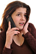 eine junge mit einem mobilen Telefon eine junge mit einem mobilen Telefon