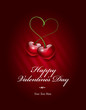Vector illustration of cherries making a heart dhape