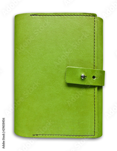 Photo: green leather case notebook isolated green leather case notebook isolated