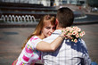Romantic hug the guy and girl