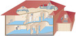 House cut away showing services and equipment