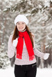 sporty woman runs at winter park