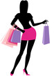Silhouette of shopping girl