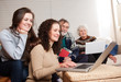 Family with laptop
