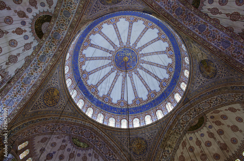 Photo: Decorations of the Blue Mosque dome ceiling, Istanbul Decorations of the Blue Mosque dome ceiling, Istanbul