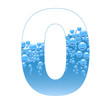 Bubbles and Water Isolated Alphabet Number Zero 0
