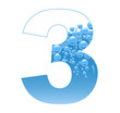 Bubbles and Water Isolated Alphabet Number Three 3