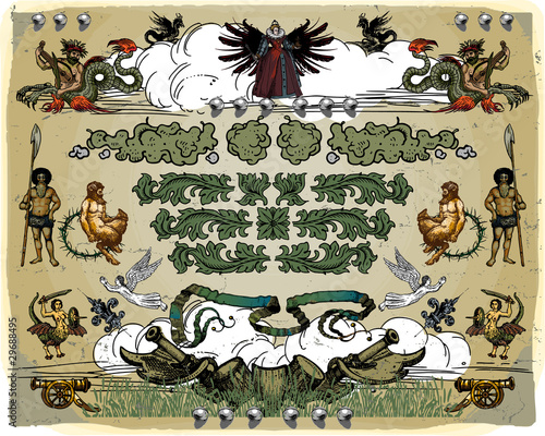 Vektor: Heraldic design elements Heraldic design elements