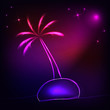 island with a neon palm tree