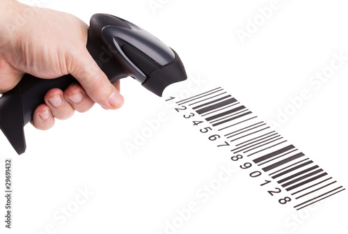 Photo: Bar code reader (scanner) isolated on white background Bar code reader (scanner) isolated on white background