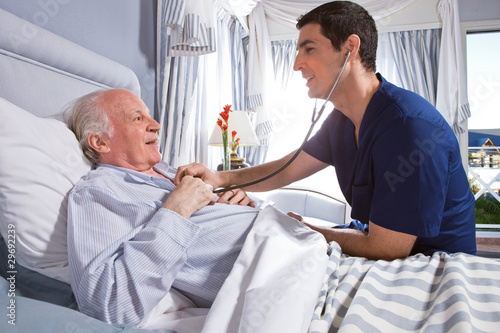 Photo: Checking the lungs with stethoscope Checking the lungs with stethoscope