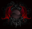 Gothic round banner with the red wings dragon