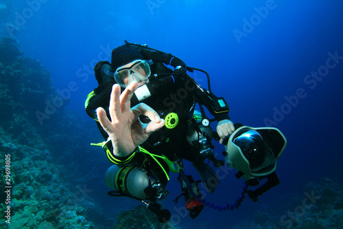 Foto: Scuba Diver with Closed-Circuit Rebreather Scuba Diver with Closed-Circuit Rebreather