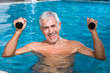 Portrait of elder man in the pool