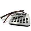 Taschenrechner mit Brille