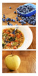 Collage of healthy food on wood table Collage of healthy food on wood table