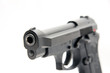pointing gun closeup in white background