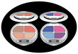 Vector: sets of multicolored eye shadows isolated on black, vector sets of multicolored eye shadows isolated on black, vector