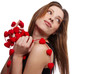 attractive smiling woman with heart on white background