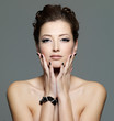 glamour sexy young female with black nails glamour sexy young female with black nails