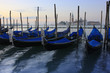 Gondolas at anchor at daybreak Gondolas at anchor at daybreak