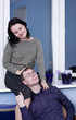 Love adult couple at their home