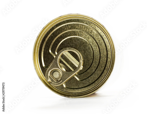 Photo: tin on a white background tin on a white background
