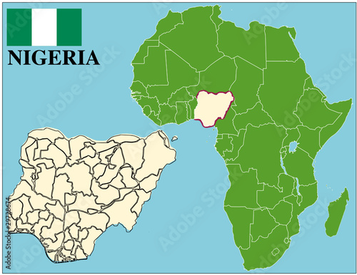 map of nigeria in africa. Nigeria emblem map africa