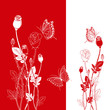Abstract red rose with butterfly greeting card