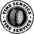Stamp with wheel and the words tire service written inside