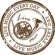 Stamp with the word life music written inside the stamp