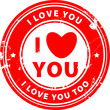 Stamp with the words I love you written inside the stamp