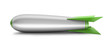 Laying metal rocket on white background Laying metal rocket on white background