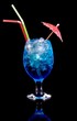coctail Blue lagoon with straw and umbrella