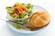 Salad - smoked salmon, brad and vegetables
