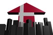 abstract skyline and Danish flag arrow illustration